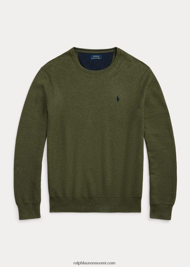 Ralph Lauren miehet verkkoneulottu puuvillainen pyöreäkaula-neulepusero 0Z24ZR669 klassinen oliivi kanerva