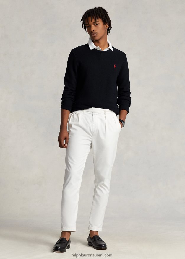 Ralph Lauren miehet verkkoneulottu puuvillainen pyöreäkaula-neulepusero 0Z24ZR671 musta