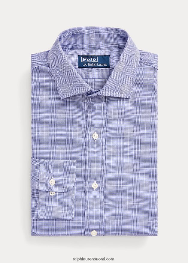 Ralph Lauren miehet custom fit glen-ruudullinen twill-paita 0Z24ZR836 5089 valtameren sininen/valkoinen