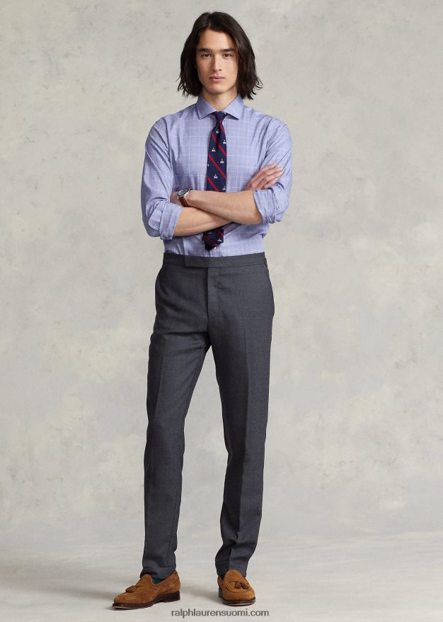 Ralph Lauren miehet custom fit glen-ruudullinen twill-paita 0Z24ZR836 5089 valtameren sininen/valkoinen