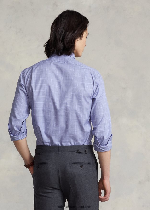 Ralph Lauren miehet custom fit glen-ruudullinen twill-paita 0Z24ZR836 5089 valtameren sininen/valkoinen