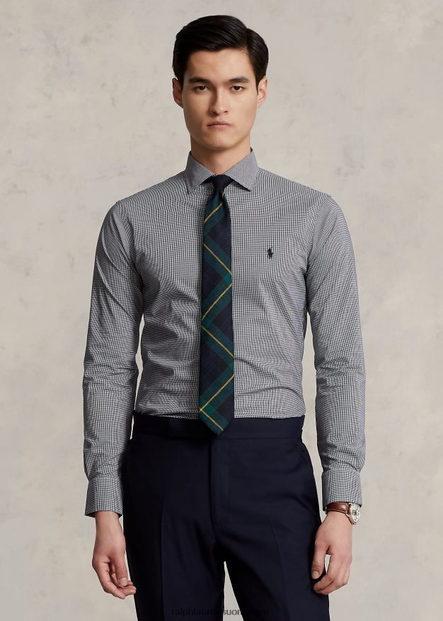 Ralph Lauren miehet custom fit popliinipaita 0Z24ZR1037 mini musta/valkoinen