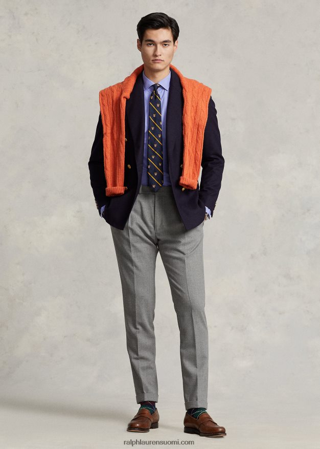 Ralph Lauren miehet custom fit popliinipaita 0Z24ZR8476 copen sininen