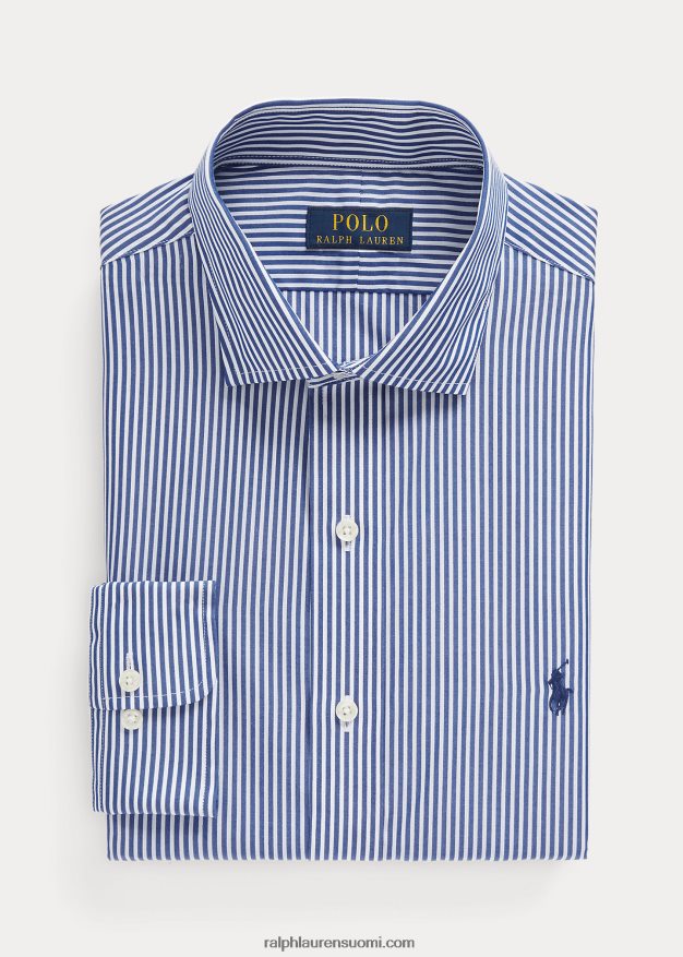 Ralph Lauren miehet custom fit popliinipaita 0Z24ZR8597 kuninkaallinen/valkoinen