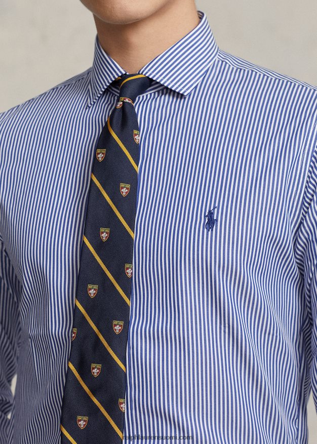 Ralph Lauren miehet custom fit popliinipaita 0Z24ZR8597 kuninkaallinen/valkoinen