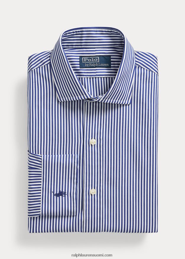 Ralph Lauren miehet mittatilaustyönä raidallinen popliinipaita 0Z24ZR883 sininen