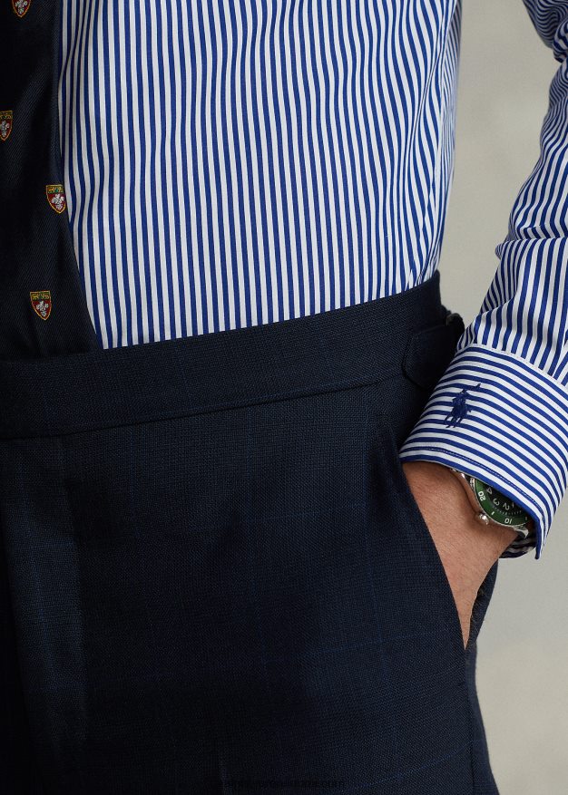 Ralph Lauren miehet mittatilaustyönä raidallinen popliinipaita 0Z24ZR883 sininen