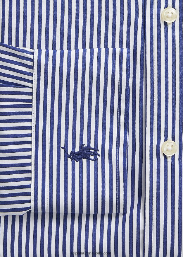 Ralph Lauren miehet mittatilaustyönä raidallinen popliinipaita 0Z24ZR883 sininen