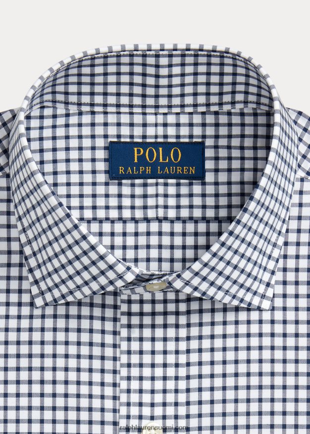 Ralph Lauren miehet mittatilaustyönä ruudullinen popliinipaita 0Z24ZR785 laivasto/valkoinen