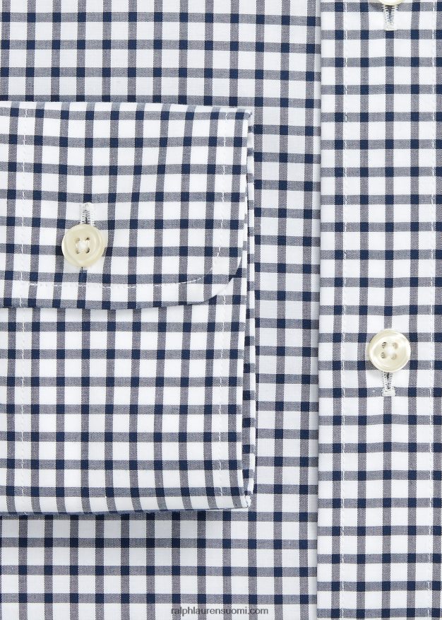 Ralph Lauren miehet mittatilaustyönä ruudullinen popliinipaita 0Z24ZR785 laivasto/valkoinen