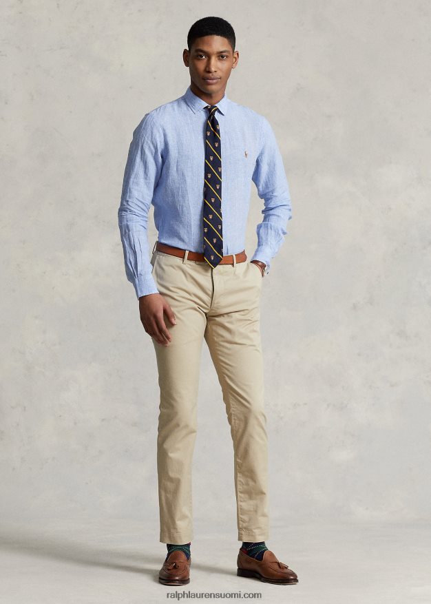 Ralph Lauren miehet mittatilaustyönä valmistettu pellavapaita 0Z24ZR1169 vaaleansininen