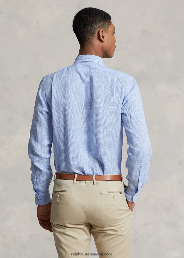 Ralph Lauren miehet mittatilaustyönä valmistettu pellavapaita 0Z24ZR1169 vaaleansininen