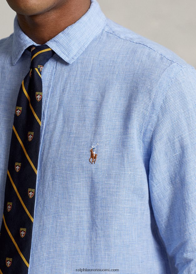 Ralph Lauren miehet mittatilaustyönä valmistettu pellavapaita 0Z24ZR1169 vaaleansininen