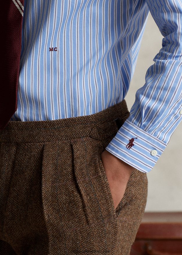 Ralph Lauren miehet morehouse-kokoelman monogrammipaita 0Z24ZR1282 sininen/laivasto