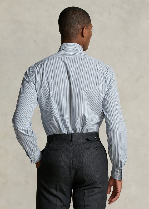 Ralph Lauren miehet morehouse-kokoelman monogrammipaita 0Z24ZR1292 sinivalkoinen