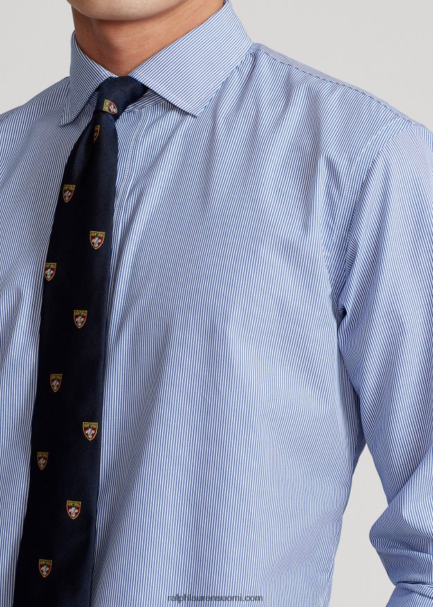 Ralph Lauren miehet raidallinen helppohoitoinen joustava popliinipaita-kaikki istuvuus 0Z24ZR1049 kristallinsininen/valkoinen