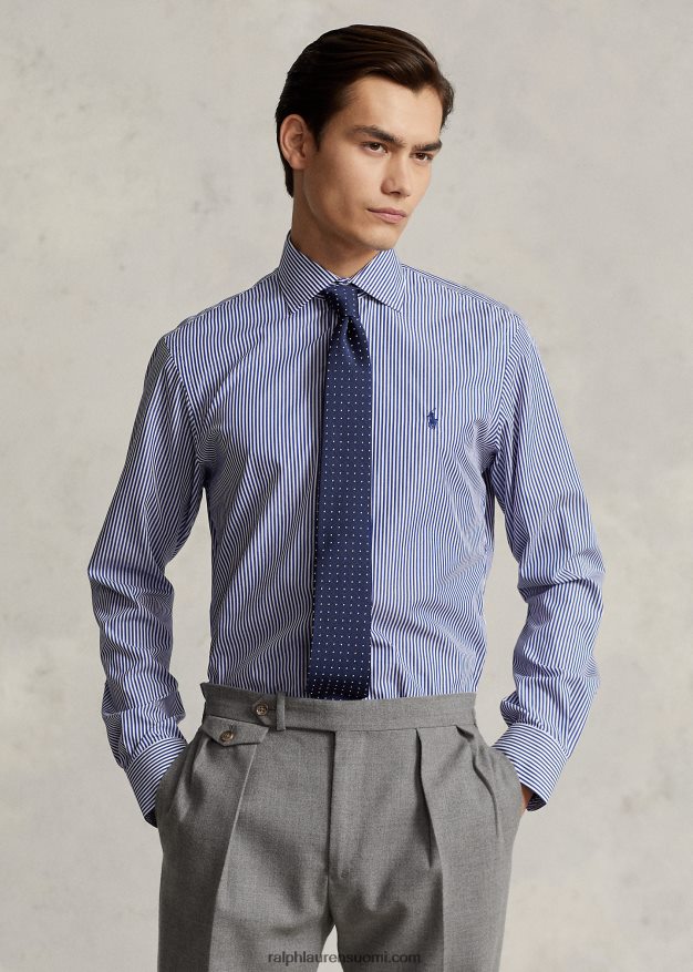 Ralph Lauren miehet regent custom fit popliinipaita 0Z24ZR1253 kuninkaallinen/valkoinen