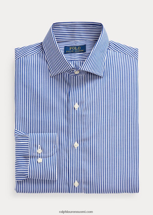 Ralph Lauren miehet regent custom fit raidallinen popliinipaita 0Z24ZR603 kuninkaallinen/valkoinen