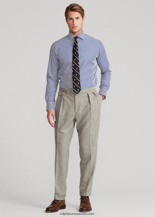 Ralph Lauren miehet regent custom fit raidallinen popliinipaita 0Z24ZR603 kuninkaallinen/valkoinen