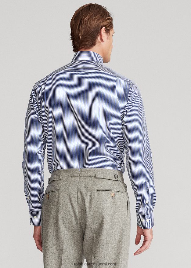 Ralph Lauren miehet regent custom fit raidallinen popliinipaita 0Z24ZR603 kuninkaallinen/valkoinen