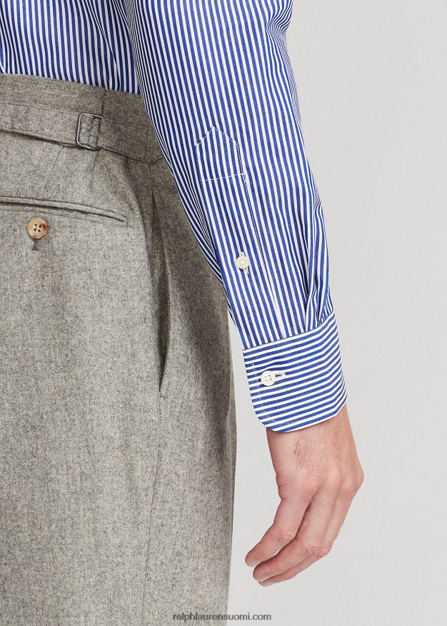 Ralph Lauren miehet regent custom fit raidallinen popliinipaita 0Z24ZR603 kuninkaallinen/valkoinen