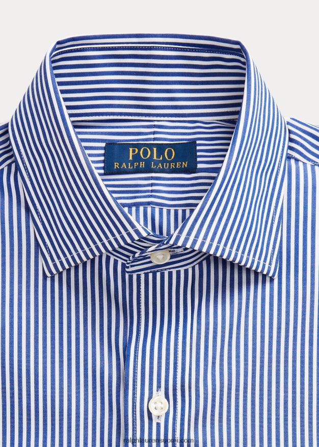 Ralph Lauren miehet regent custom fit raidallinen popliinipaita 0Z24ZR603 kuninkaallinen/valkoinen