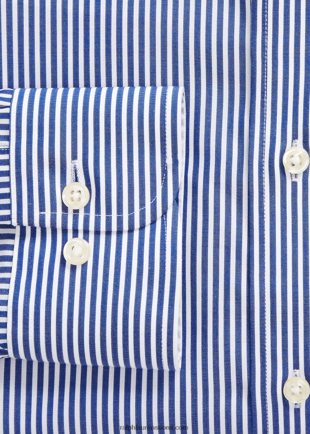 Ralph Lauren miehet regent custom fit raidallinen popliinipaita 0Z24ZR603 kuninkaallinen/valkoinen