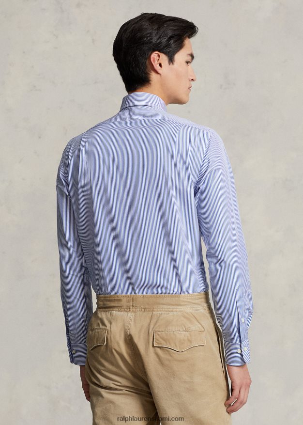 Ralph Lauren miehet regent slim fit raidallinen popliinipaita 0Z24ZR1263 koboltinsininen/valkoinen