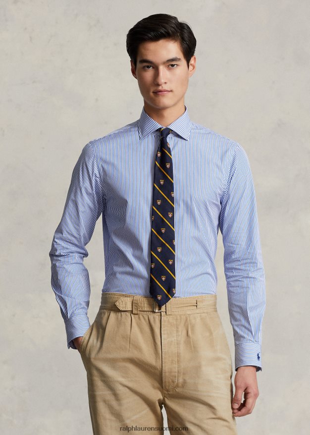 Ralph Lauren miehet regent slim fit raidallinen popliinipaita 0Z24ZR1263 koboltinsininen/valkoinen