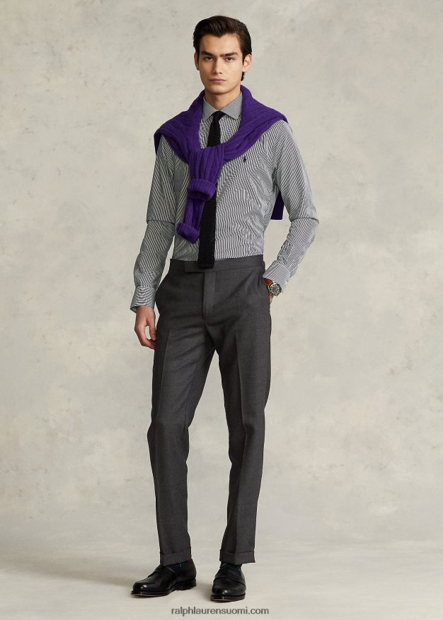 Ralph Lauren miehet slim fit raidallinen popliinipaita 0Z24ZR1089 musta/valkoinen