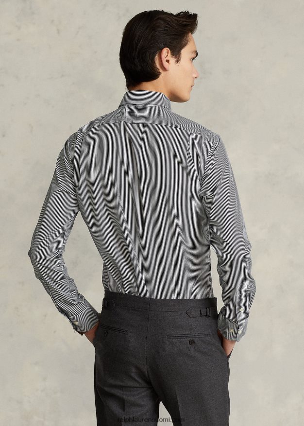 Ralph Lauren miehet slim fit raidallinen popliinipaita 0Z24ZR1089 musta/valkoinen