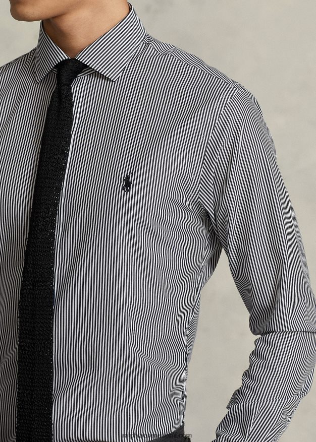 Ralph Lauren miehet slim fit raidallinen popliinipaita 0Z24ZR1089 musta/valkoinen
