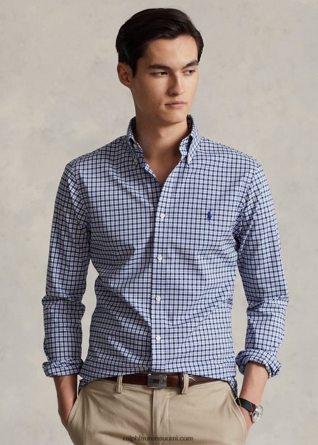 Ralph Lauren miehet slim fit ruudullinen popliinipaita 0Z24ZR1141 laivasto multi