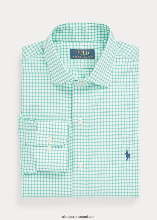Ralph Lauren miehet slim fit ruudullinen popliinipaita 0Z24ZR742 Key West vihreä/valkoinen