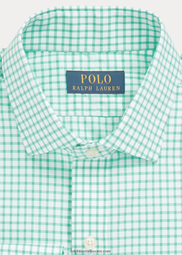 Ralph Lauren miehet slim fit ruudullinen popliinipaita 0Z24ZR742 Key West vihreä/valkoinen