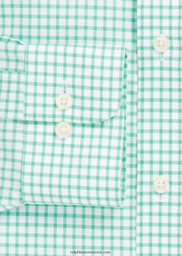 Ralph Lauren miehet slim fit ruudullinen popliinipaita 0Z24ZR742 Key West vihreä/valkoinen