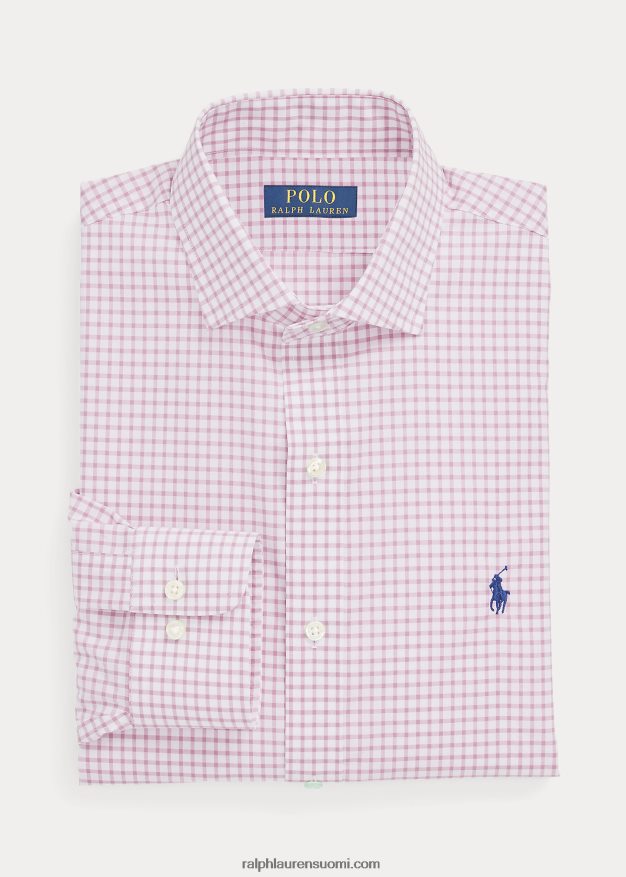 Ralph Lauren miehet slim fit ruudullinen popliinipaita 0Z24ZR745 carmel pinkki/valkoinen