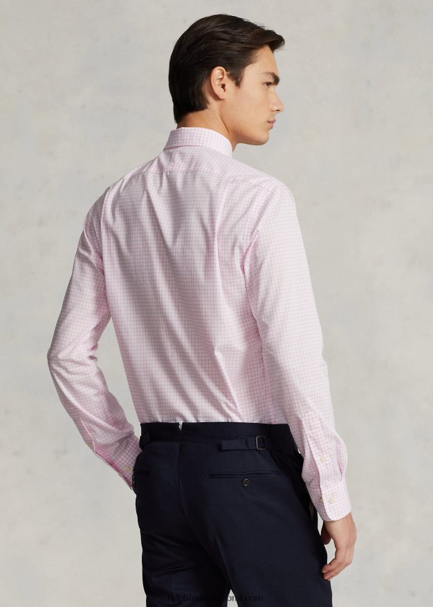 Ralph Lauren miehet slim fit ruudullinen popliinipaita 0Z24ZR745 carmel pinkki/valkoinen