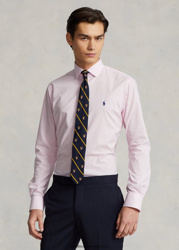 Ralph Lauren miehet slim fit ruudullinen popliinipaita 0Z24ZR745 carmel pinkki/valkoinen
