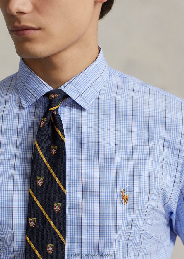 Ralph Lauren miehet slim fit ruudullinen suorituskyky paita 0Z24ZR1260 5497 sininen/valkoinen monitoimi