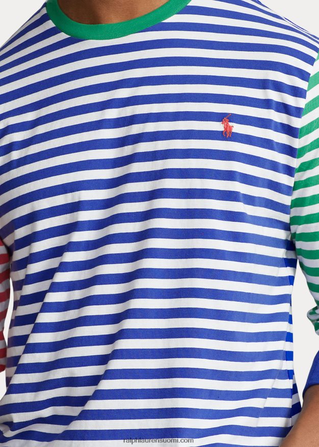 Ralph Lauren miehet raidallinen pitkähihainen t-paita 0Z24ZR1443 vanha kuninkaallinen multi