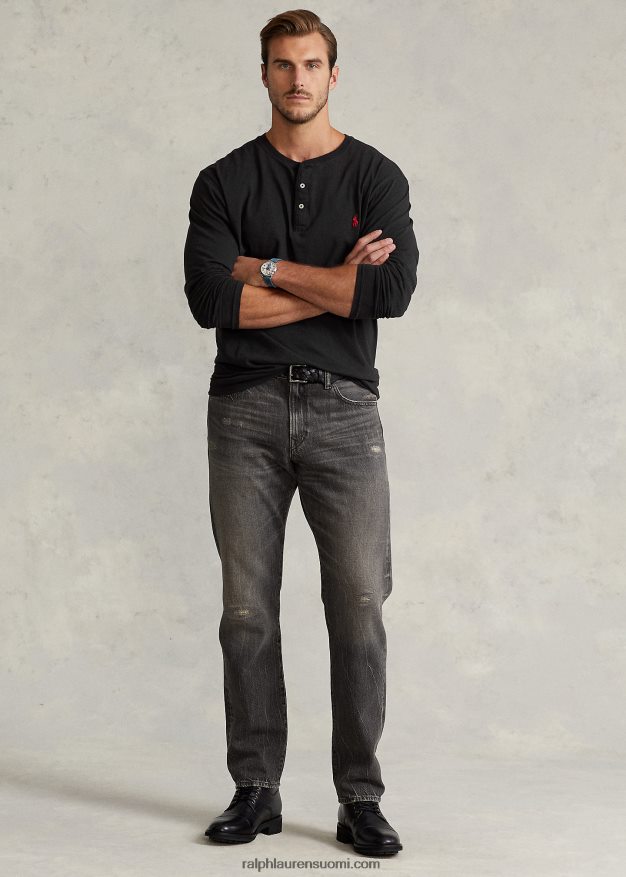 Ralph Lauren miehet slub jersey henley paita 0Z24ZR1335 musta