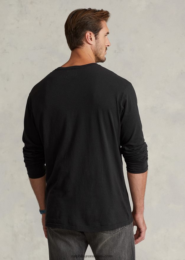 Ralph Lauren miehet slub jersey henley paita 0Z24ZR1335 musta