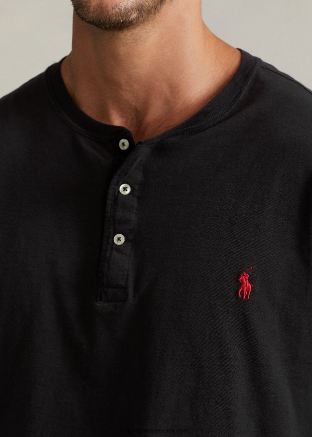 Ralph Lauren miehet slub jersey henley paita 0Z24ZR1335 musta
