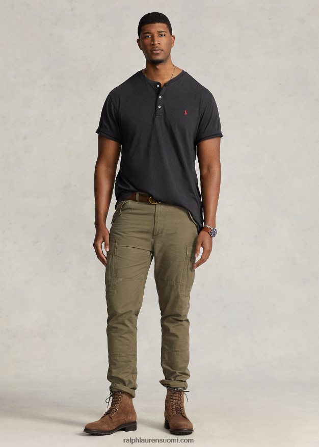 Ralph Lauren miehet slub jersey henley paita 0Z24ZR1352 musta