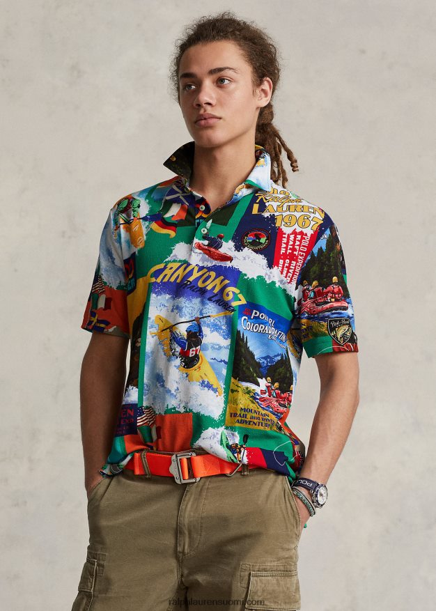 Ralph Lauren miehet Klassinen kajakkikuvioinen mesh poolopaita 0Z24ZR918 kajakkiretkikunta