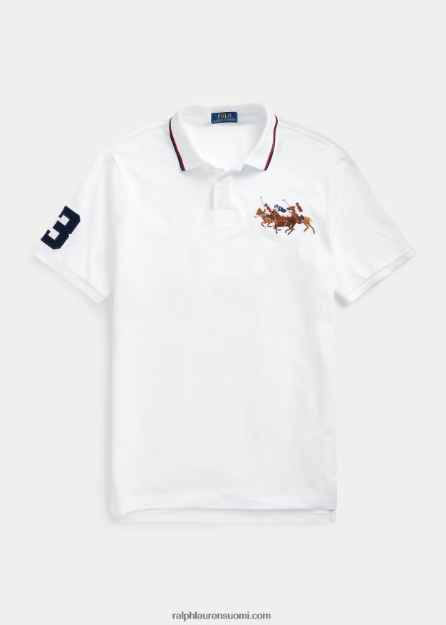 Ralph Lauren miehet Klassisen istuvuuden kolminkertainen poniverkkopaita 0Z24ZR660 valkoinen