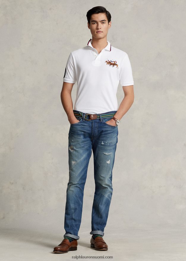 Ralph Lauren miehet Klassisen istuvuuden kolminkertainen poniverkkopaita 0Z24ZR660 valkoinen