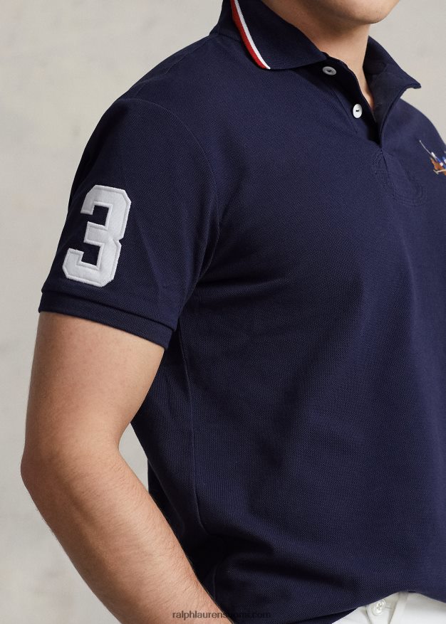 Ralph Lauren miehet Klassisen istuvuuden kolminkertainen poniverkkopaita 0Z24ZR662 risteilylaivasto