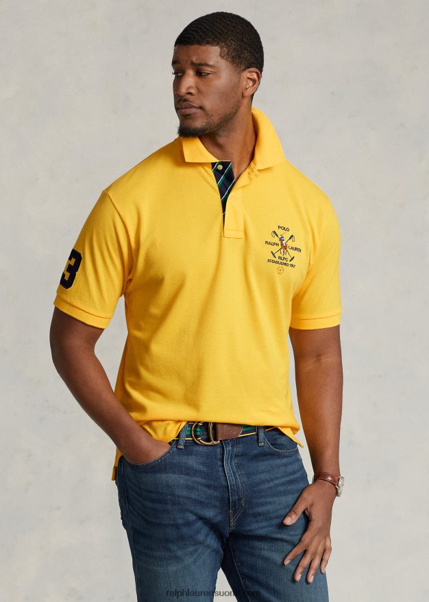 Ralph Lauren miehet crest mesh -poolopaita 0Z24ZR1603 keltaevä